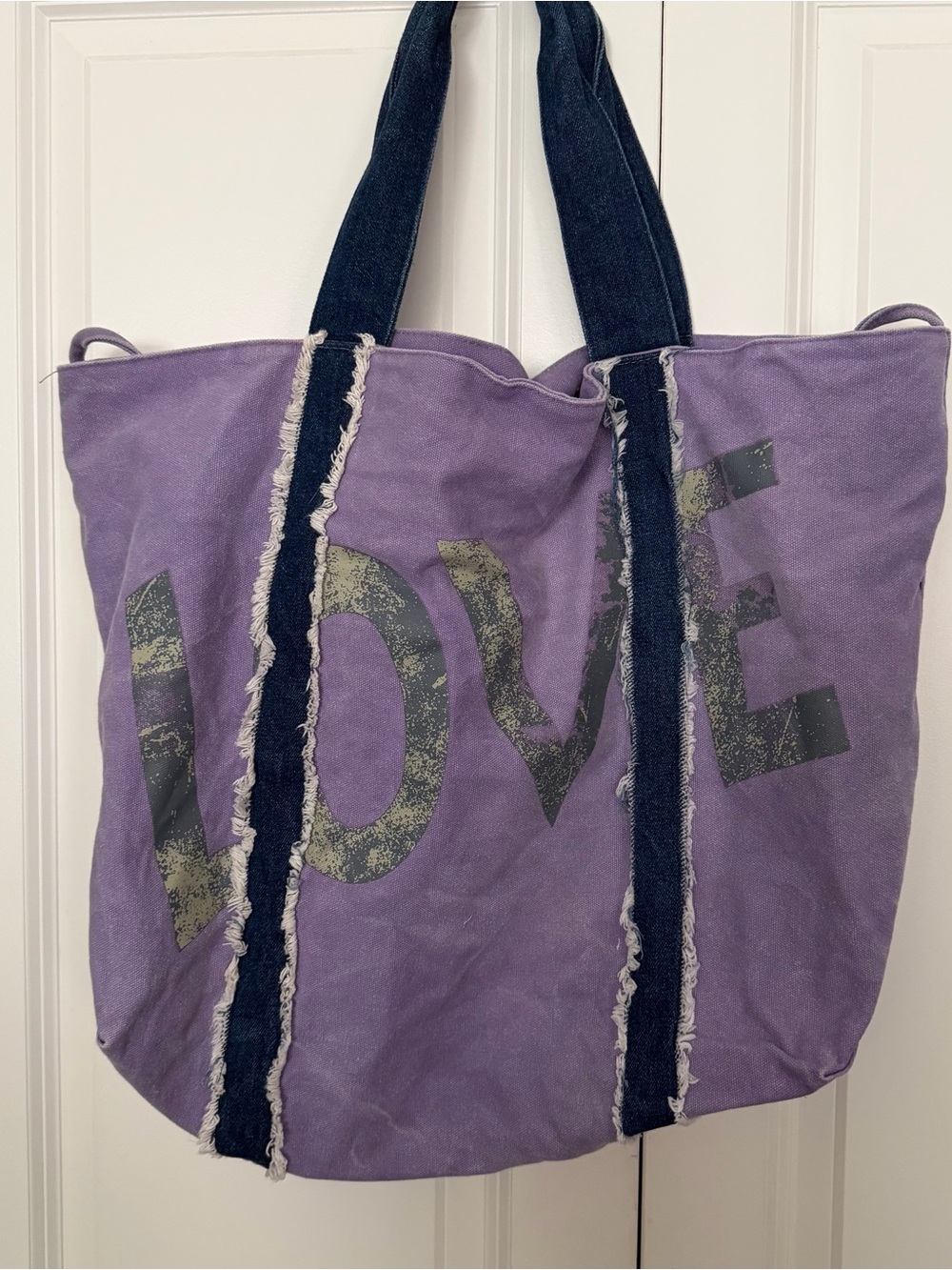Aeropostale vintage Purple Canvas Tote Bag with LOVE Print